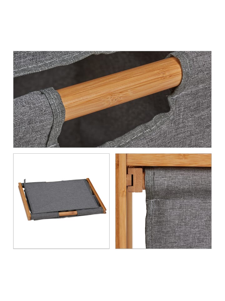 relaxdays Badregal mit Wäschekorb in Natur - (B)44 x (H)96 x (T)34 cm günstig kaufen onesize