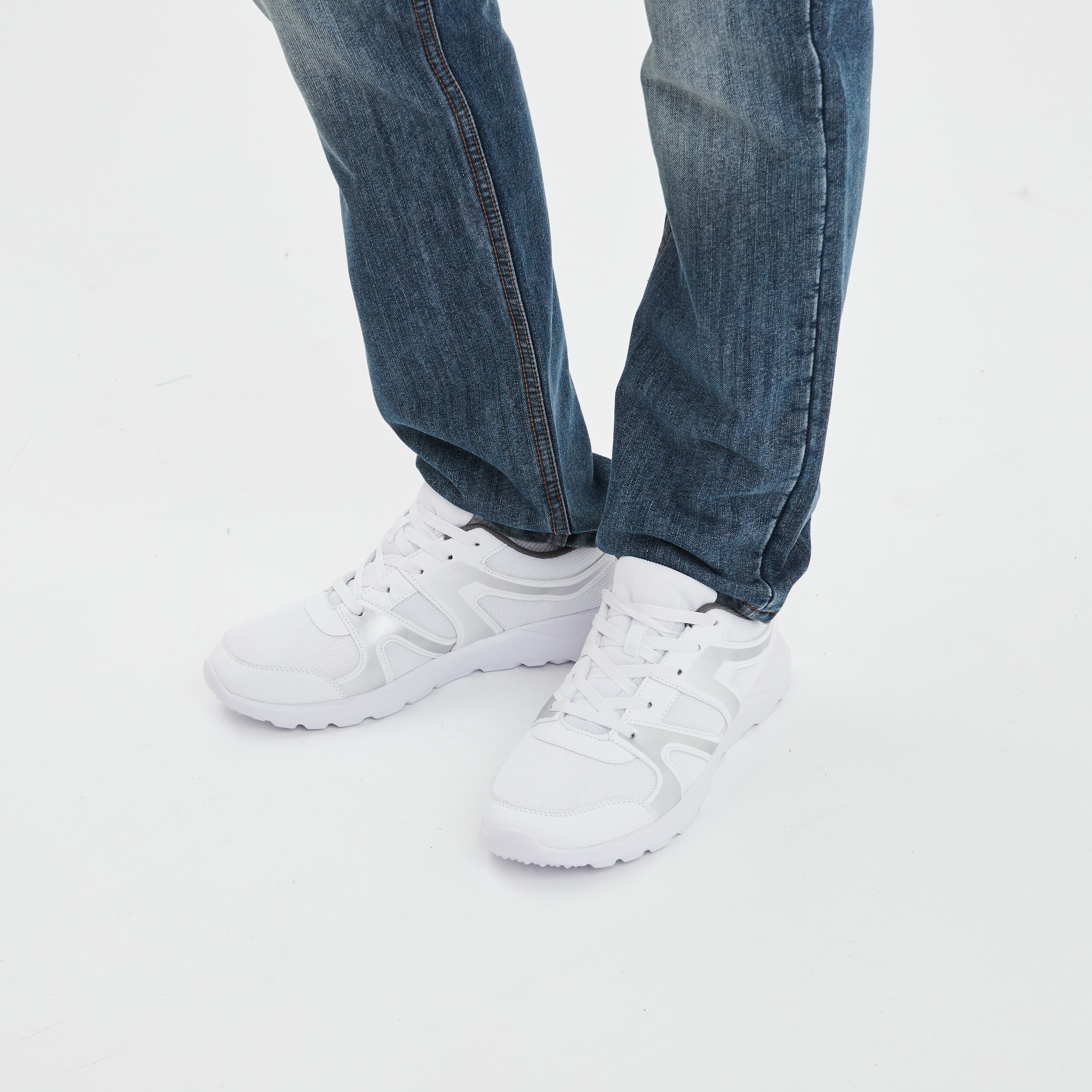 Baskets running à lacets Rexited blanc homme | La Halle