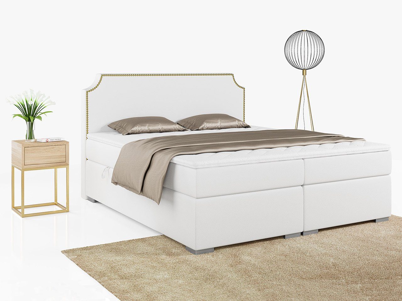 MKS MÖBEL Boxspringbett LENTA, Doppelbett mit Multipocket-Matratze - Modern Bett