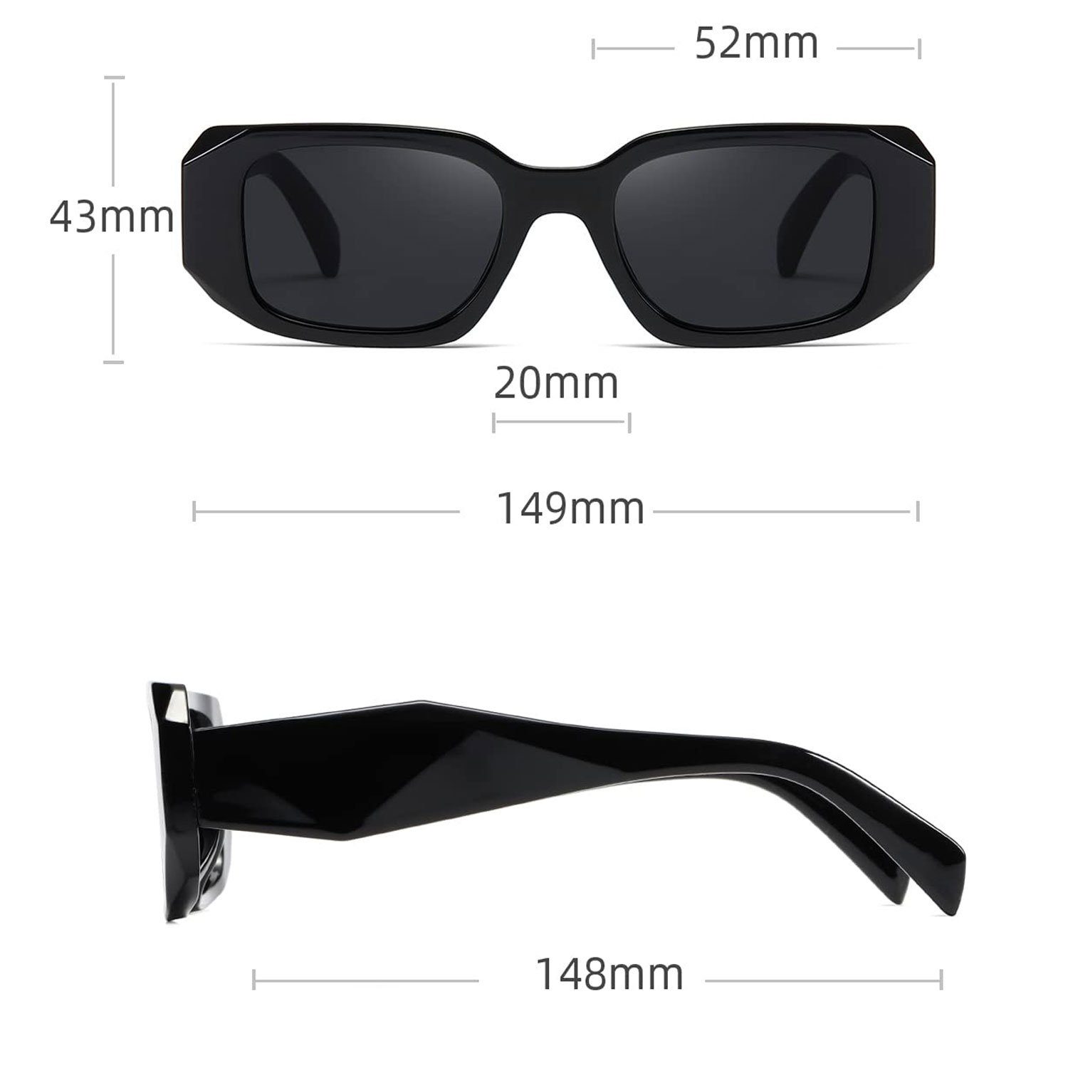 MAGICSHE Sonnenbrille Rechteckige Sonnenbrillen für Damen und Herren Retro Mode UV beständige Sonnenbrille