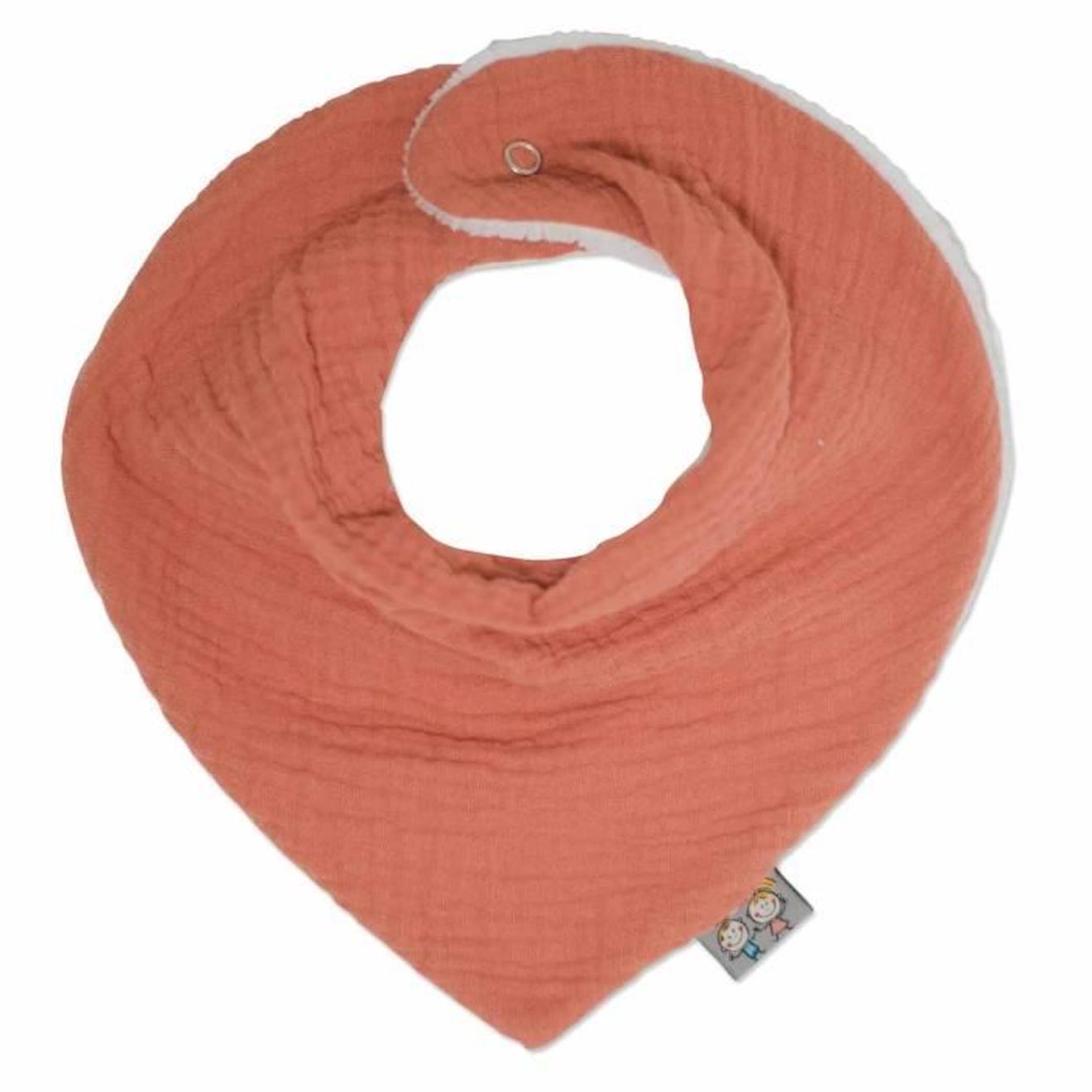 Bavoir bandana gaze de coton, Jeanne Terracotta Dès la naissance orange