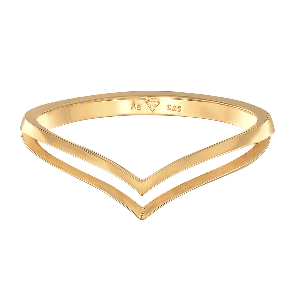 Elli Elli Bague Femmes pile en forme de V géo basique tendance en argent sterling 925 Bague