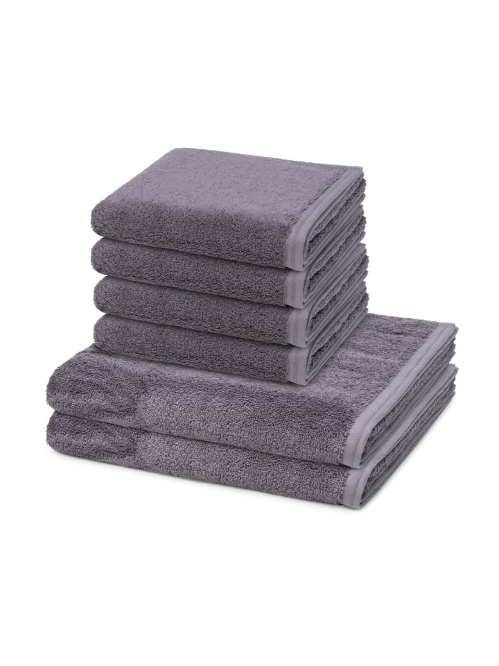 Vossen 4 X Handtuch 2 X Duschtuch im Set Vegan Life in Dunkelgrau günstig kaufen 6