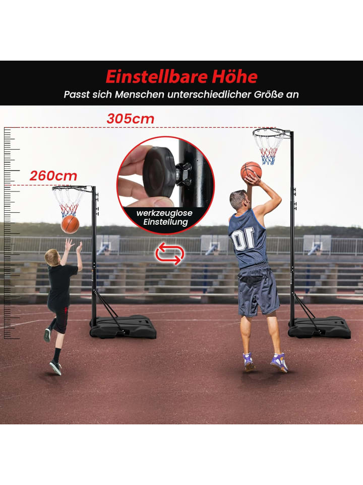 COSTWAY Basketballkorbständer outdoor 260-305cm in Schwarz günstig kaufen onesize