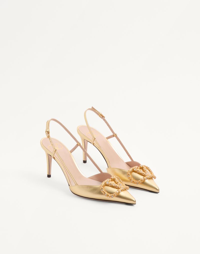 Bomba Slingback VLogo Signature em napa laminada de 80 mm