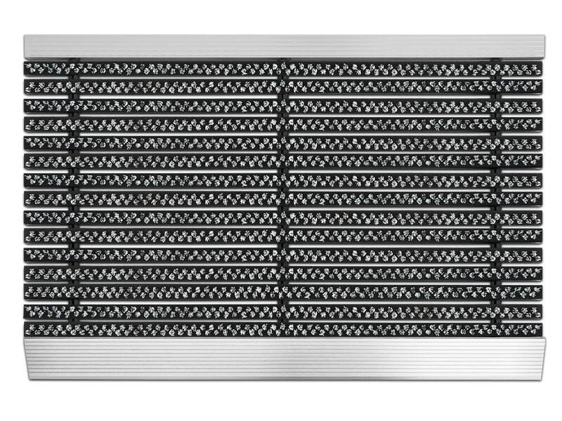 Fußmatte Professional Line Profi Brush Schwarz, Weiß Aluminium, Nylon 600 x 900 mm