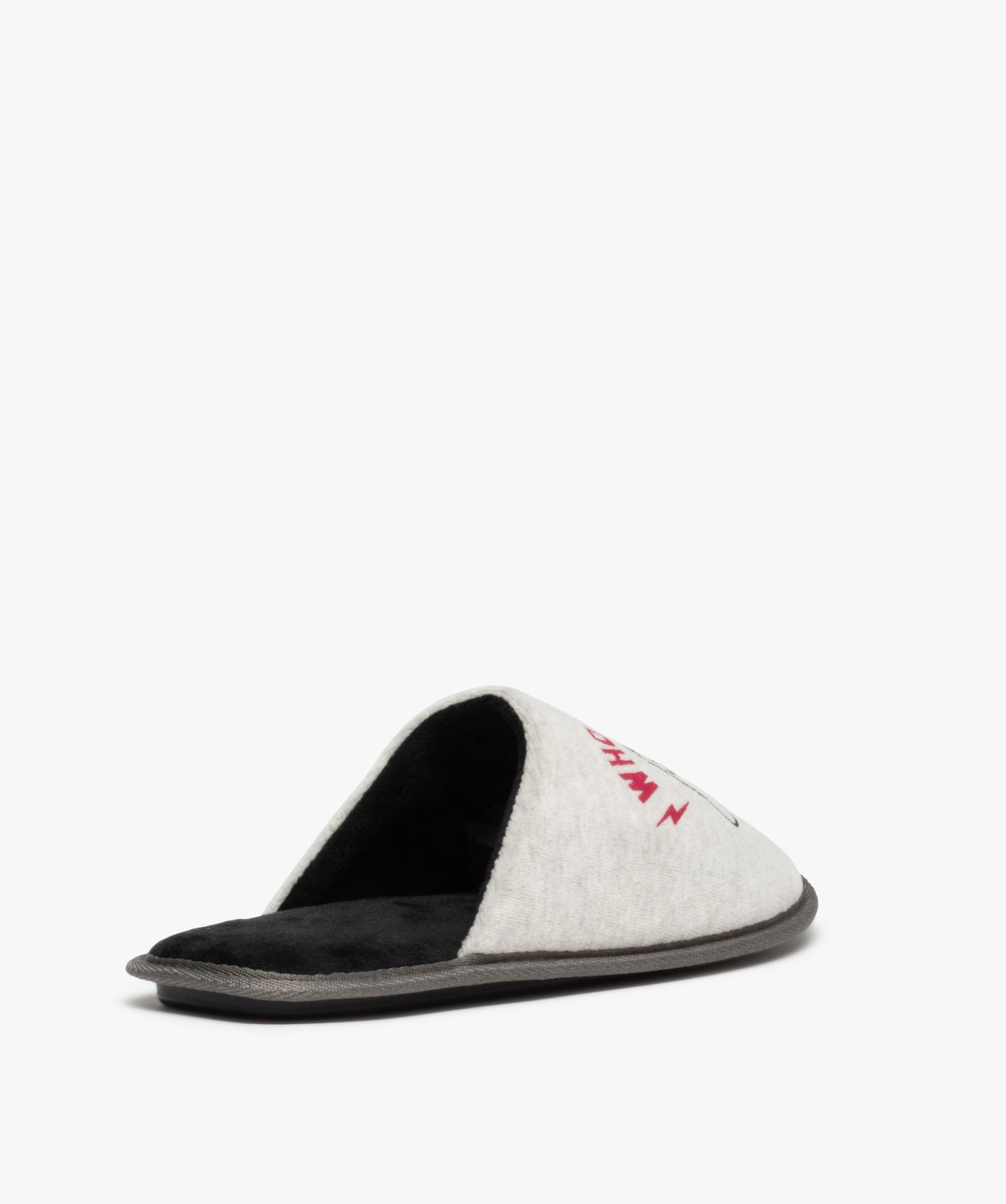 Chaussons homme mules plates imprimées console de jeux gris | GEMO