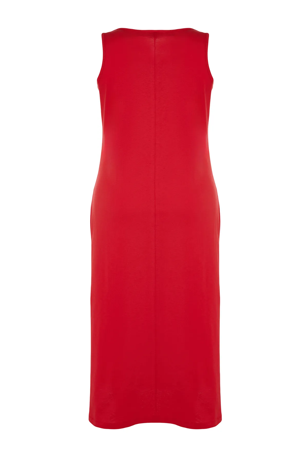 Trendyol Curve  Rotes Strickkleid aus Single-Jersey in Übergröße