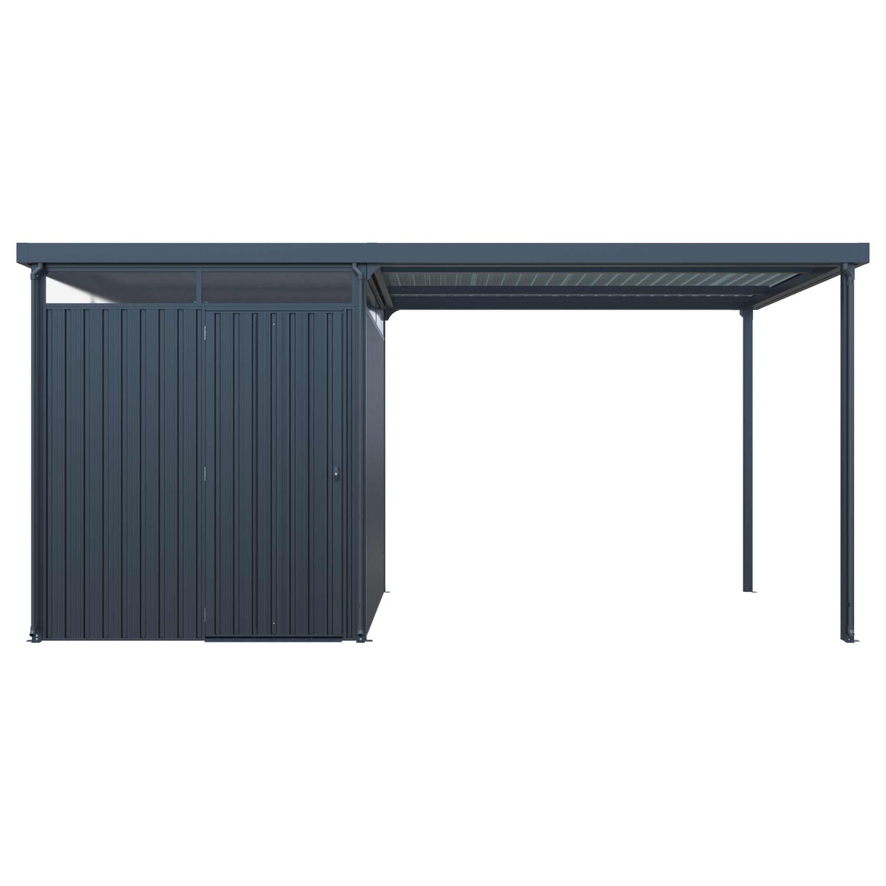 lovingHome® Metallgerätehaus 5㎡ Skylight mit ㎡ Carport-Erweiterung 2 in 1, ca. 245 x 204 x 226 cm