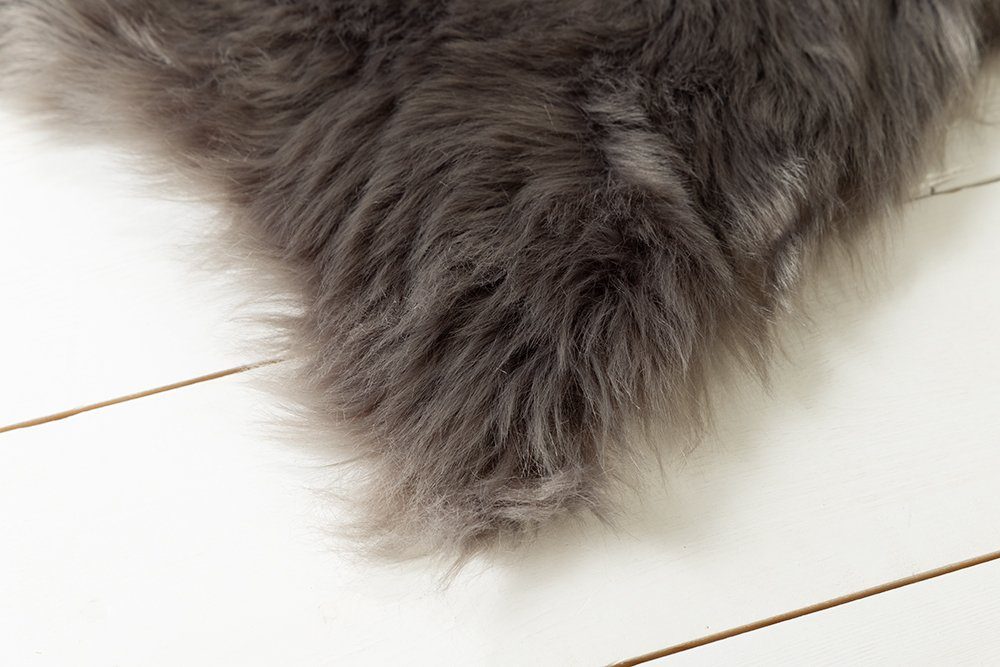 Fellteppich DOLLY 85x50cm grau, riess-ambiente, oval, Wohnzimmer · Faux-Fur · Kunstfell · Schlafzimmer