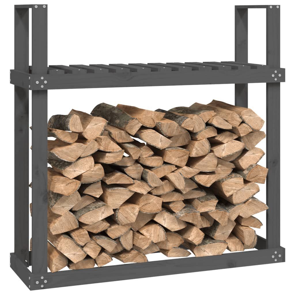 vidaXL Kaminholzregal Kaminholzregal Grau 110x35x108,5 cm Massivholz Kiefer Holzlagerung, BxTxH:110x35x108 cm