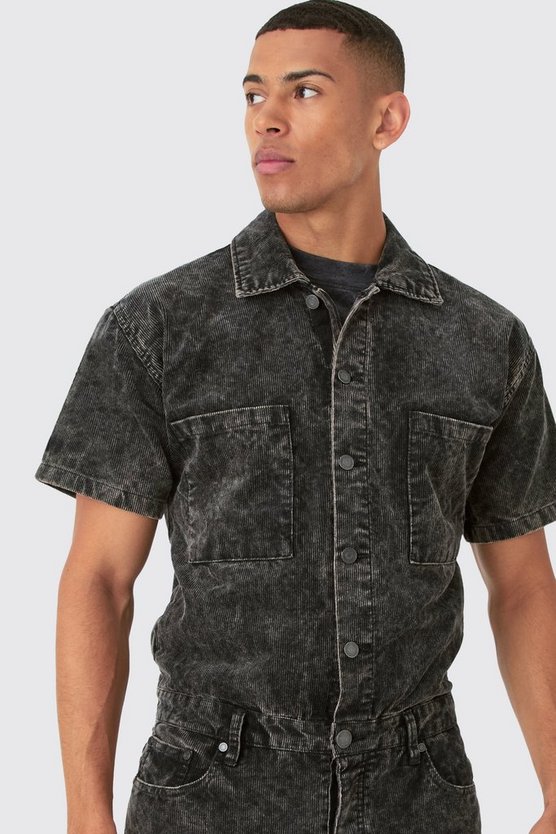 Lockerer Cord-Boilersuit mit Acid-Waschung
