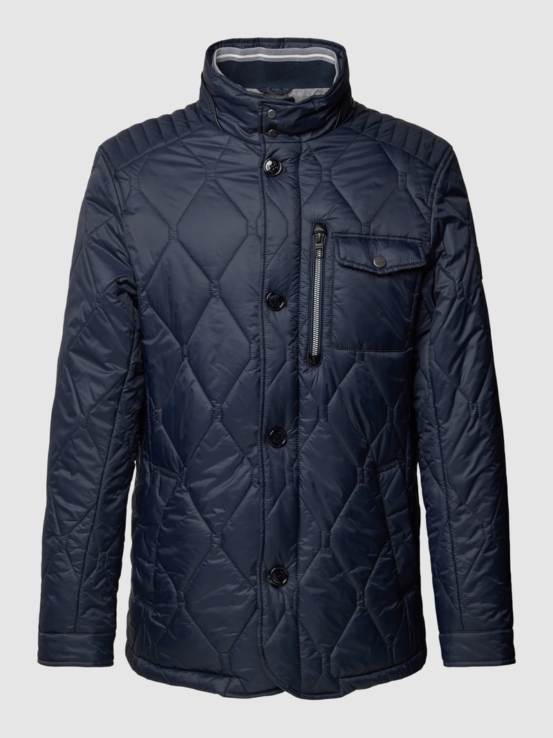 Steppjacke mit Knopfverschluss in marineblau