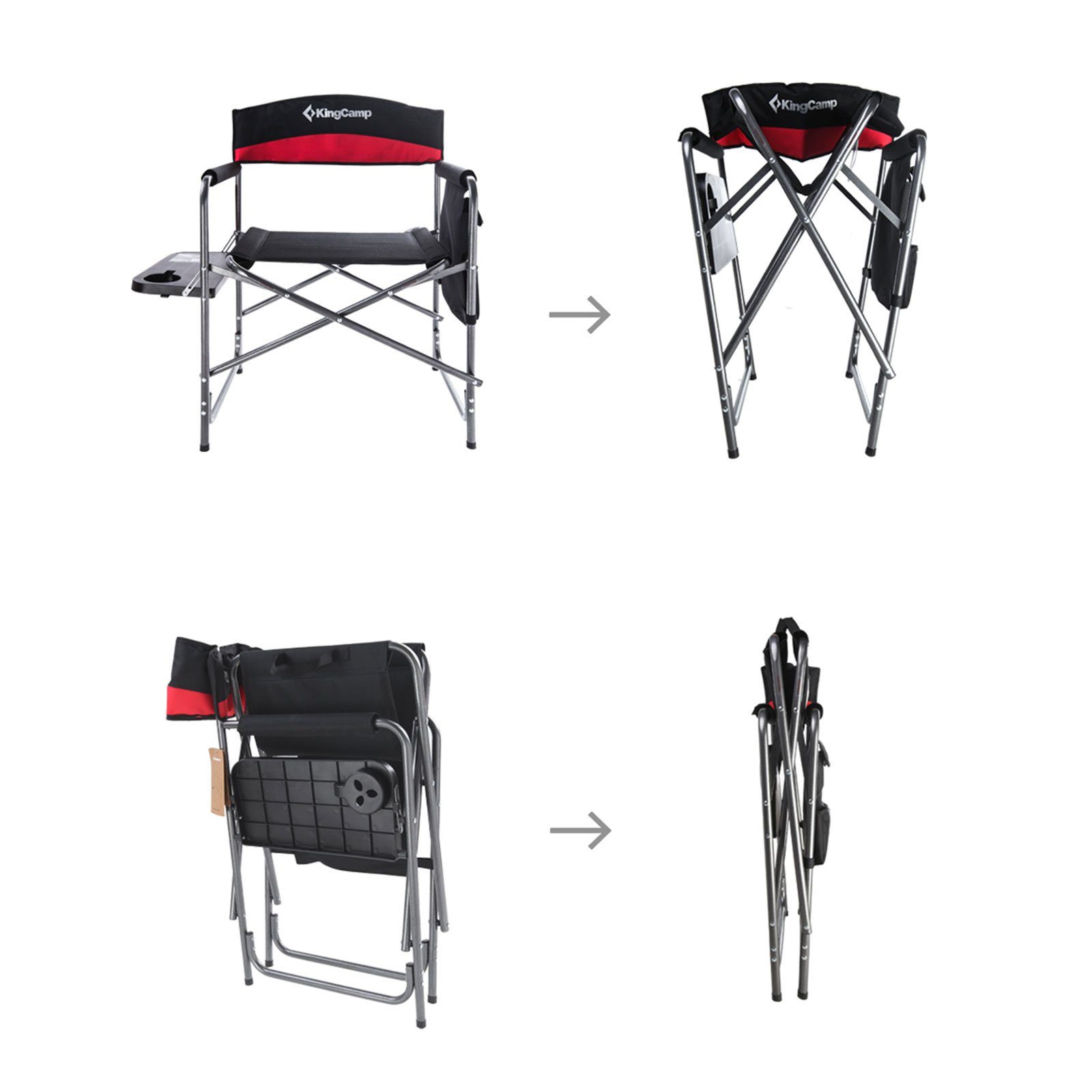 KingCamp Campingstuhl Regie Stuhl XL Director Camping Falt Klapp, Sessel Armlehne Tisch 180 kg