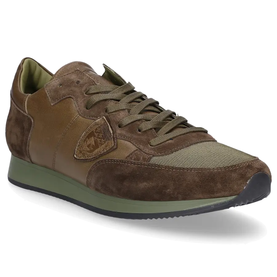 Philippe Model - Sneaker low Tropez Glattleder Veloursleder Logo olive - oliv
