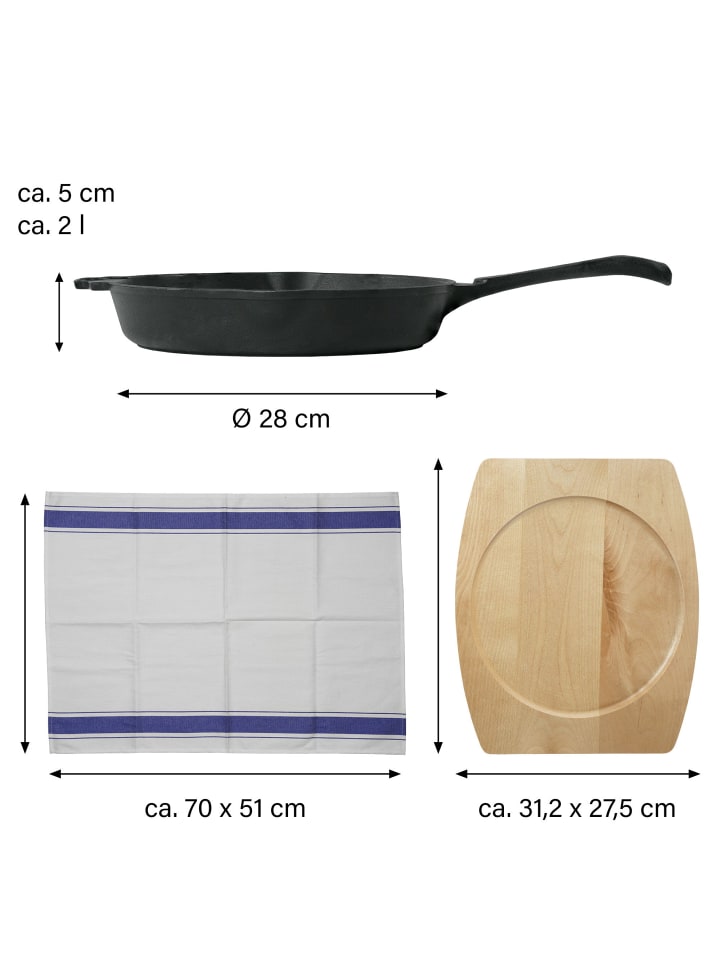 Stoneline Gusseisenpfanne | Emaille Bratpfanne in Schwarz | 28cm günstig kaufen 28 cm