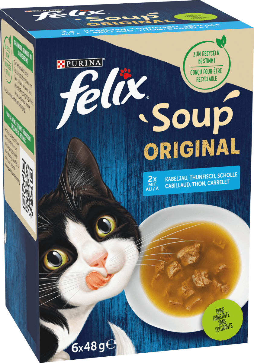 Nassfutter Katze mit Kabeljau, Thunfisch, Scholle, Soup Original, 288 g
