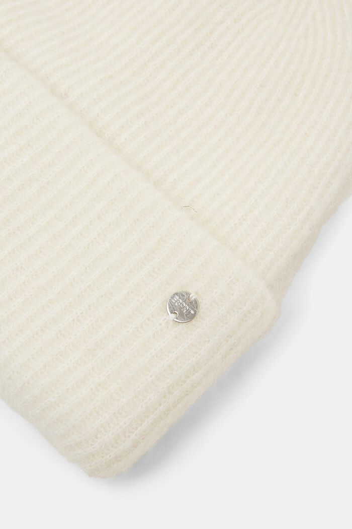 Gerippte Beanie aus Mohair-Wolle-Mix