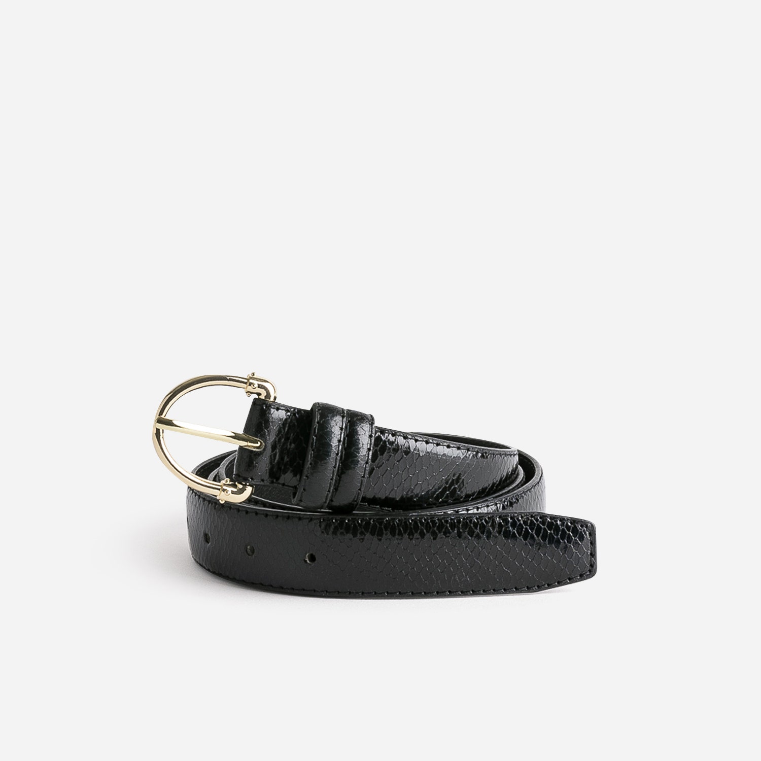 Ceinture noire vernie effet python