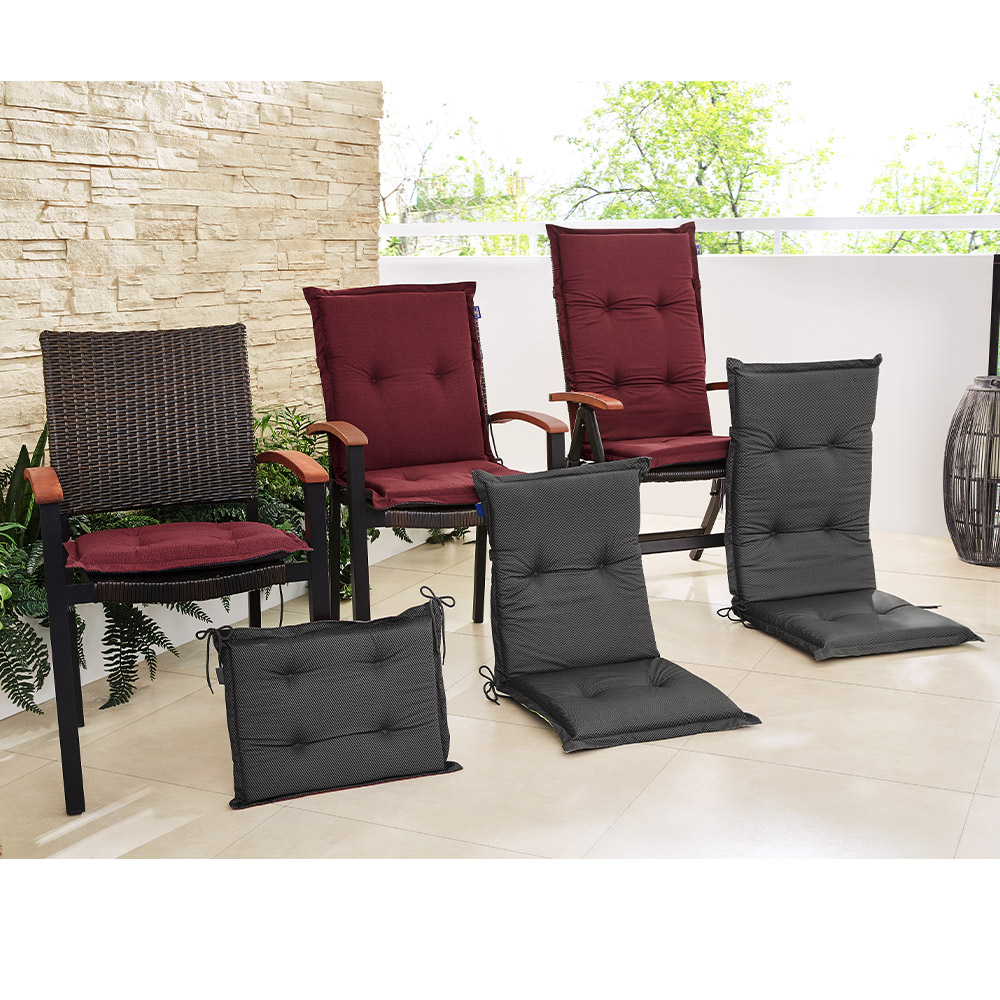 Solax Sunshine Wendeoptik-Stuhlkissen - Dunkelrot/Anthrazit - 2er Set