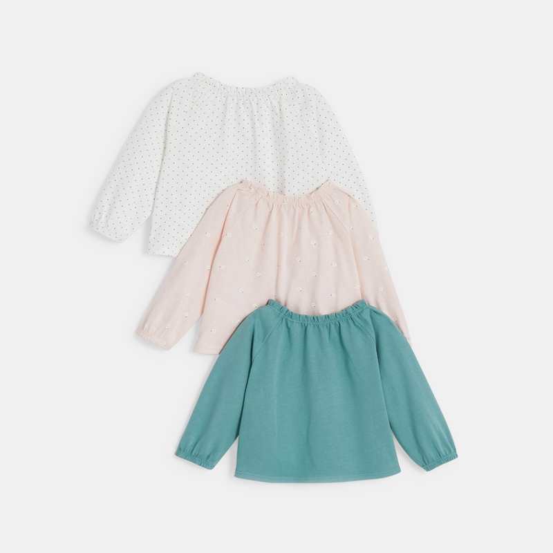 Blouse col élastique (lot de 3) verte bébé fille