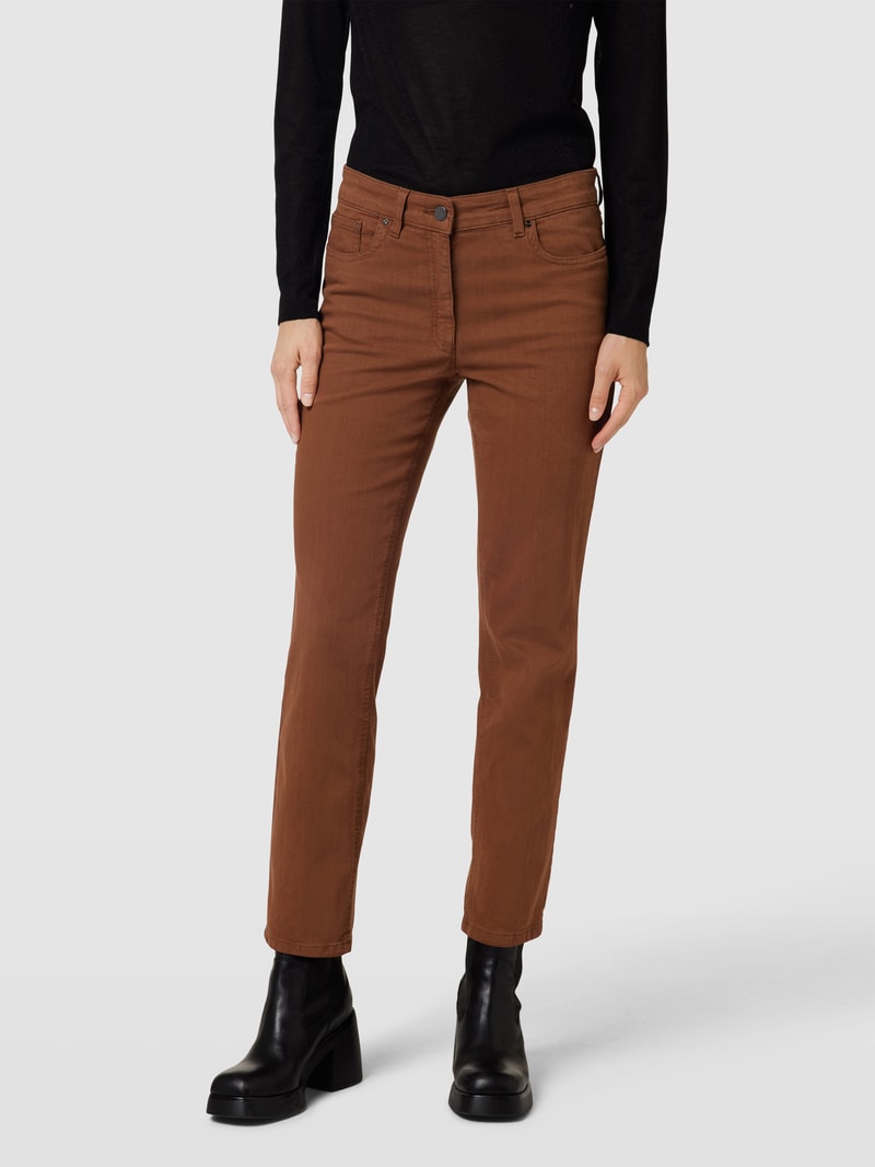 Straight Fit Jeans im 5-Pocket-Design Modell 'CORA' in cognac