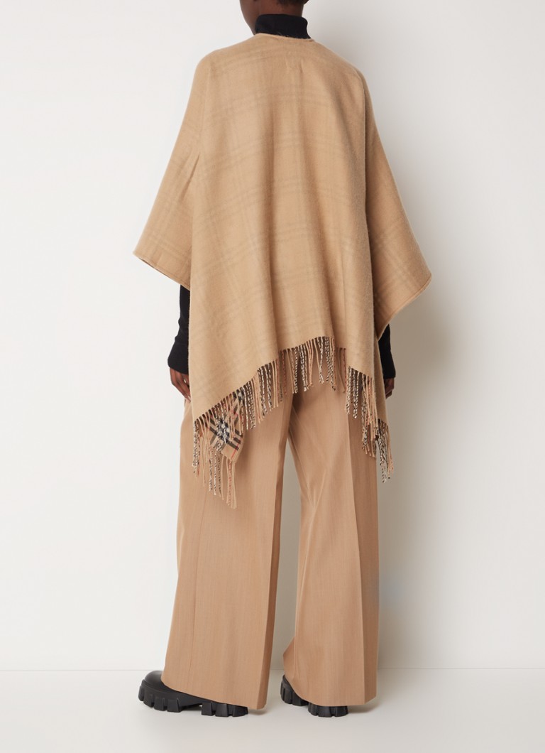 Burberry Fine-knit wool poncho with fringes
