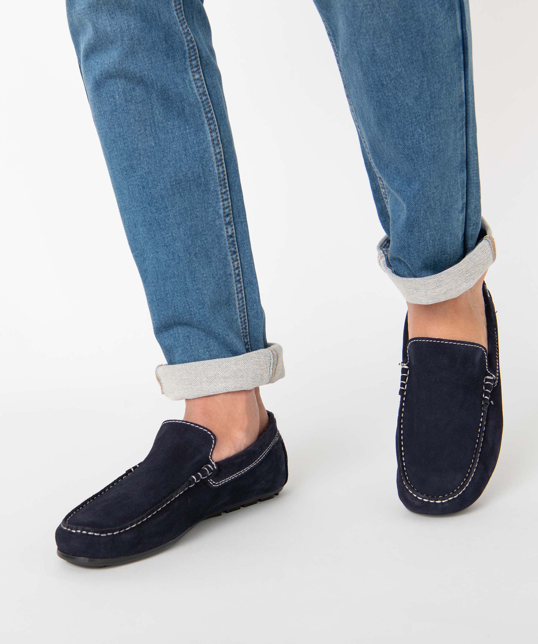 Mocassins homme unis dessus et intérieur cuir marine | GEMO