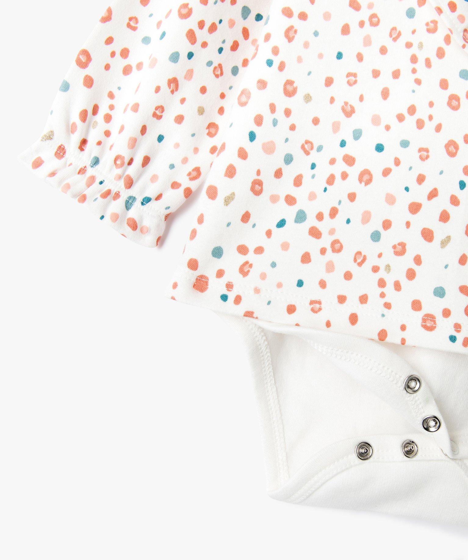 Body manches longues 2-en-1 en coton bébé fille ecru | GEMO