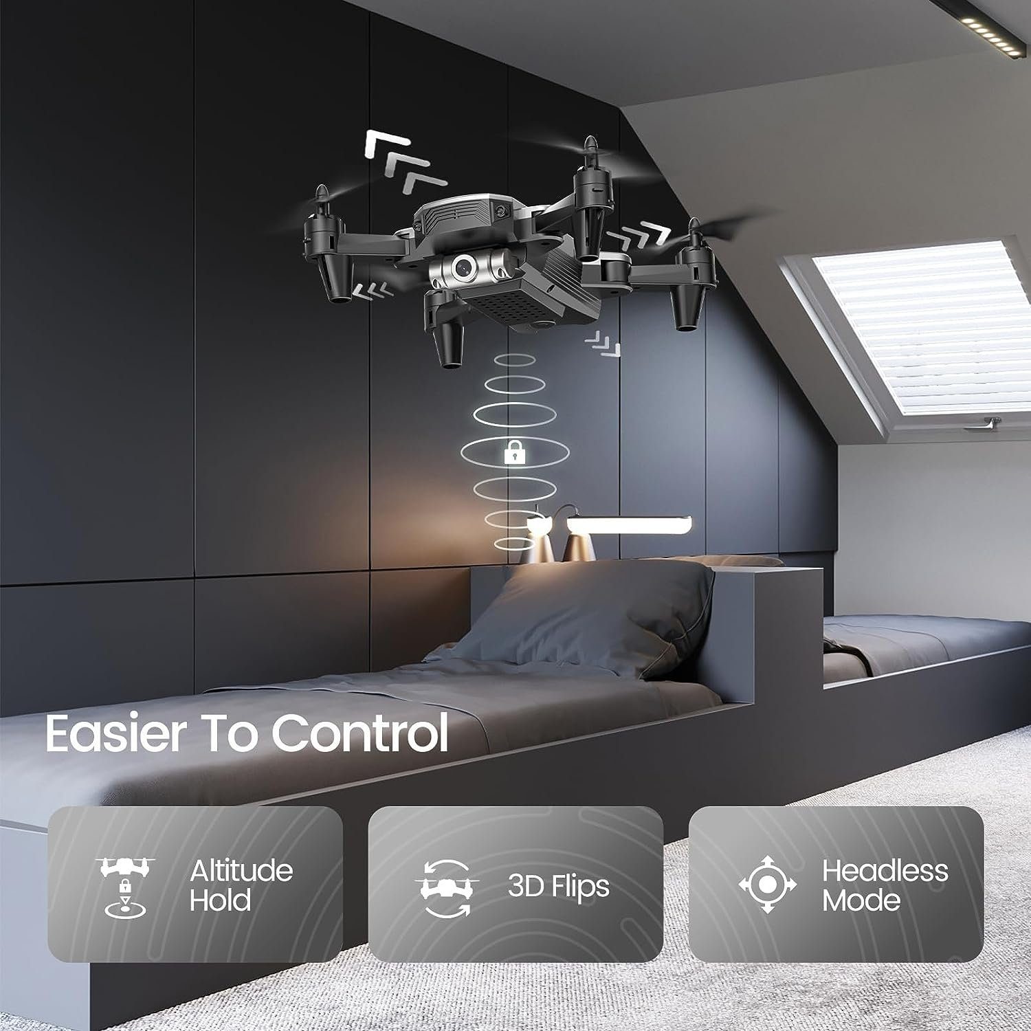 DEERC D20 Mini Drohne für Kinder mit HD FPV Kamera Drohne (HD1280 x 720p, mit Höhenhaltung, Headless Modus, One Key Start, 2 modulare Batterien)