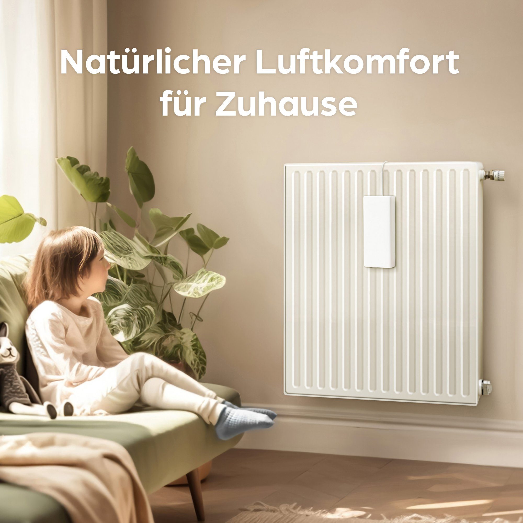 Praknu Luftbefeuchter Für Schlafzimmer Heizung Keramik - 4x Raumbefeuchter Mit Wasser Leise, 330 l Wassertank, Humidifier Raumluftbefeuchter - Heizkörper Verdampfer Verdunster