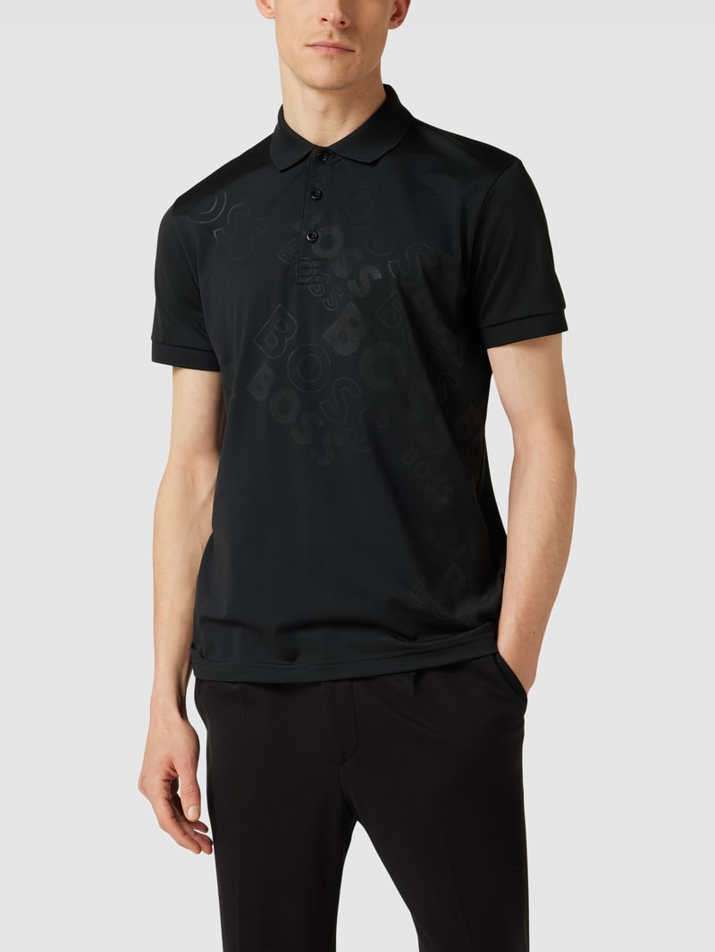 Poloshirt mit Logo-Print in schwarz