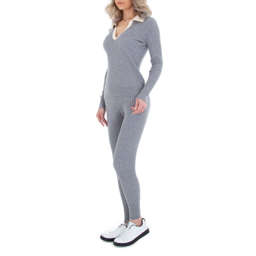 Ital-Design Freizeitanzug Damen Freizeit, Stretch Jogging- & Freizeitanzug in Grau