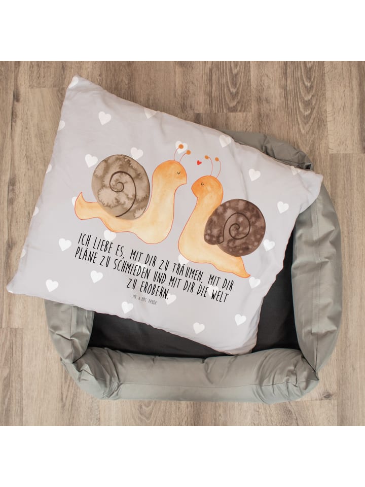 Mr. & Mrs. Panda Katzenbett Schnecken Liebe mit Spruch in Grau Pastell günstig kaufen onesize