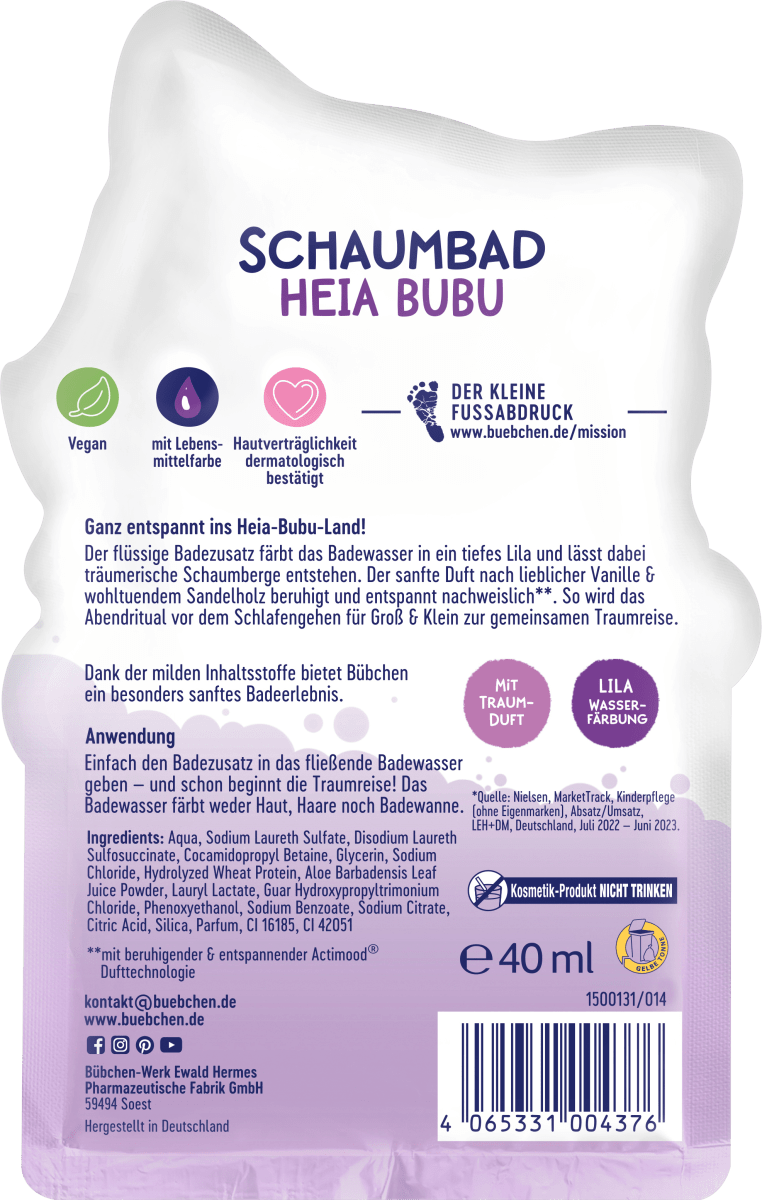Schaumbad Heia Bubu, 40 ml