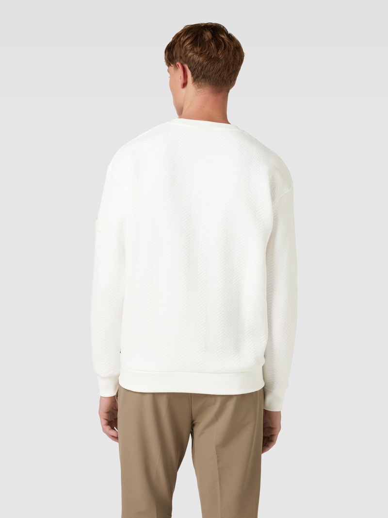 Sweatshirt mit Strukturmuster Modell 'Taras' in weiß