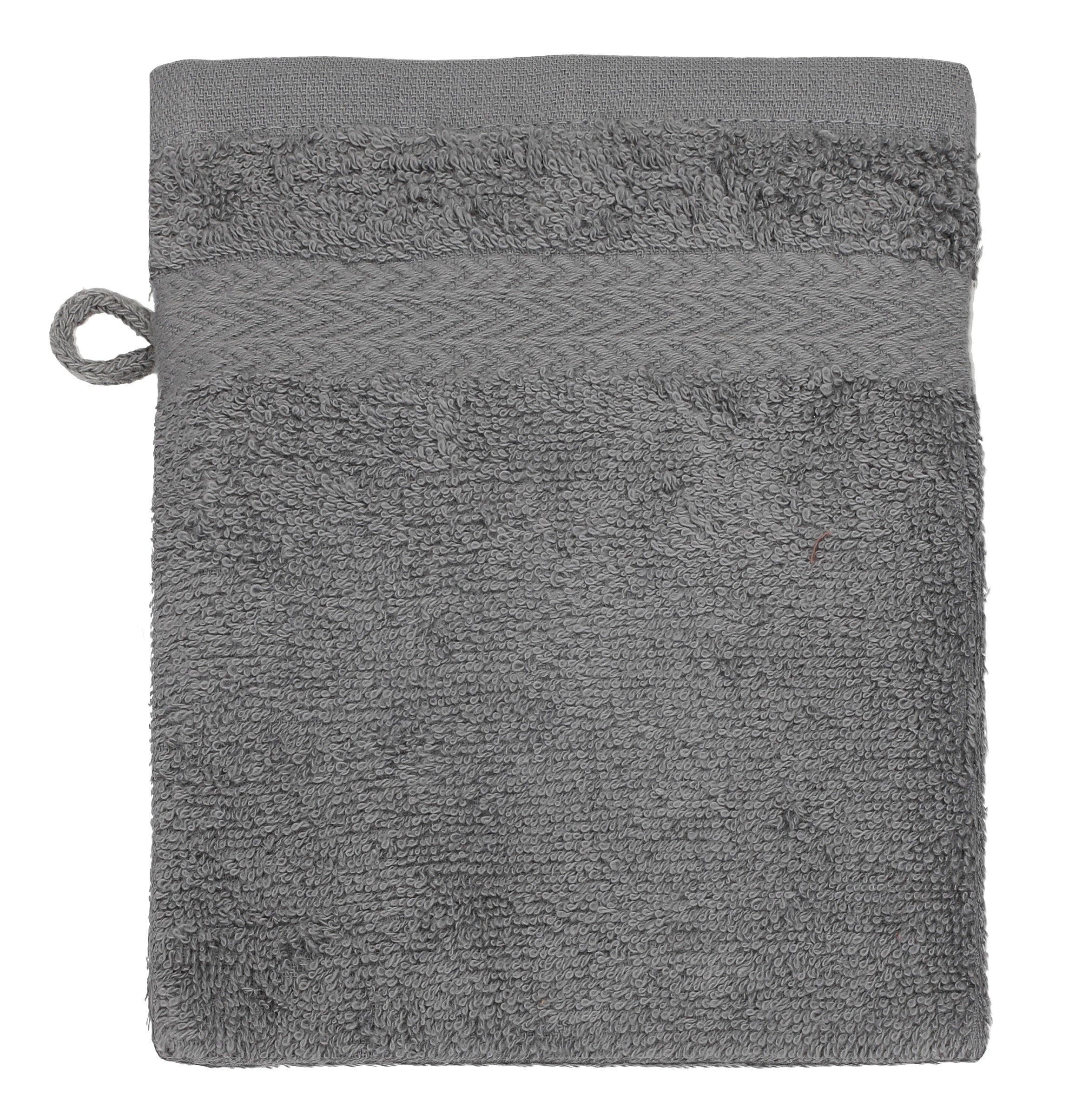 Betz Waschhandschuh 10 Stück Waschhandschuhe Premium 100% Baumwolle Waschlappen Set 16x21 cm Farbe altrosa und anthrazit (10-tlg)