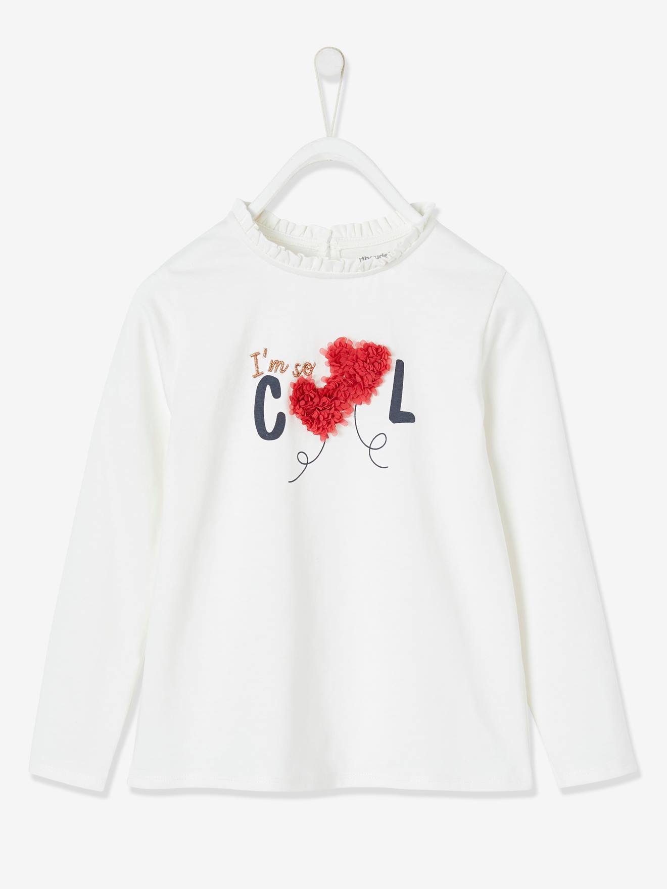 T-shirt motif fantaisie en relief fille curry