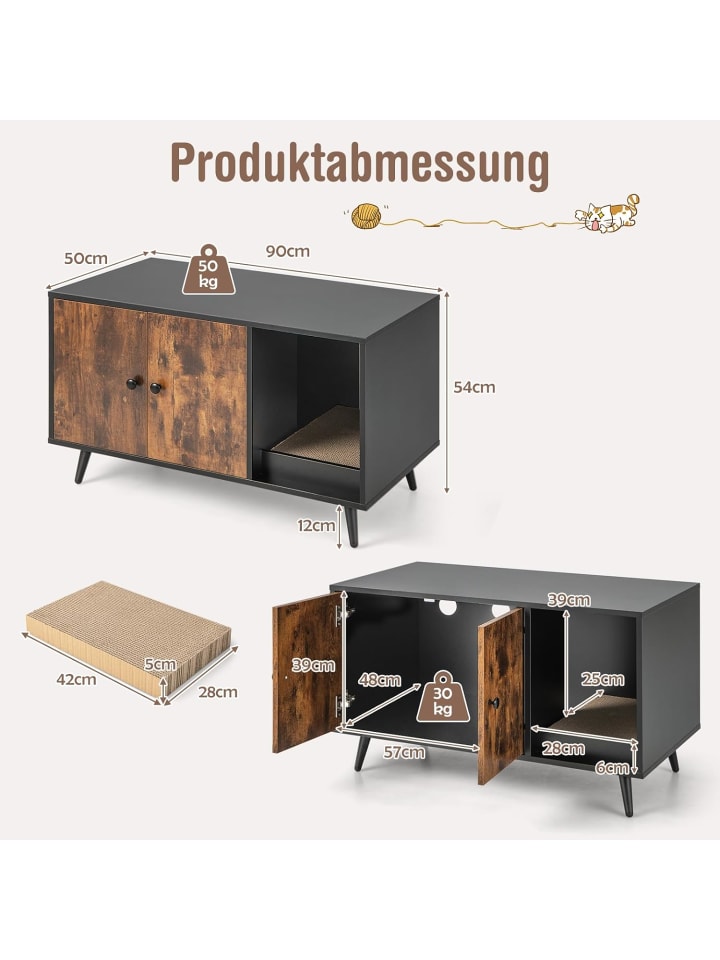 COSTWAY Katzenschrank 2 in 1 in Braun günstig kaufen onesize