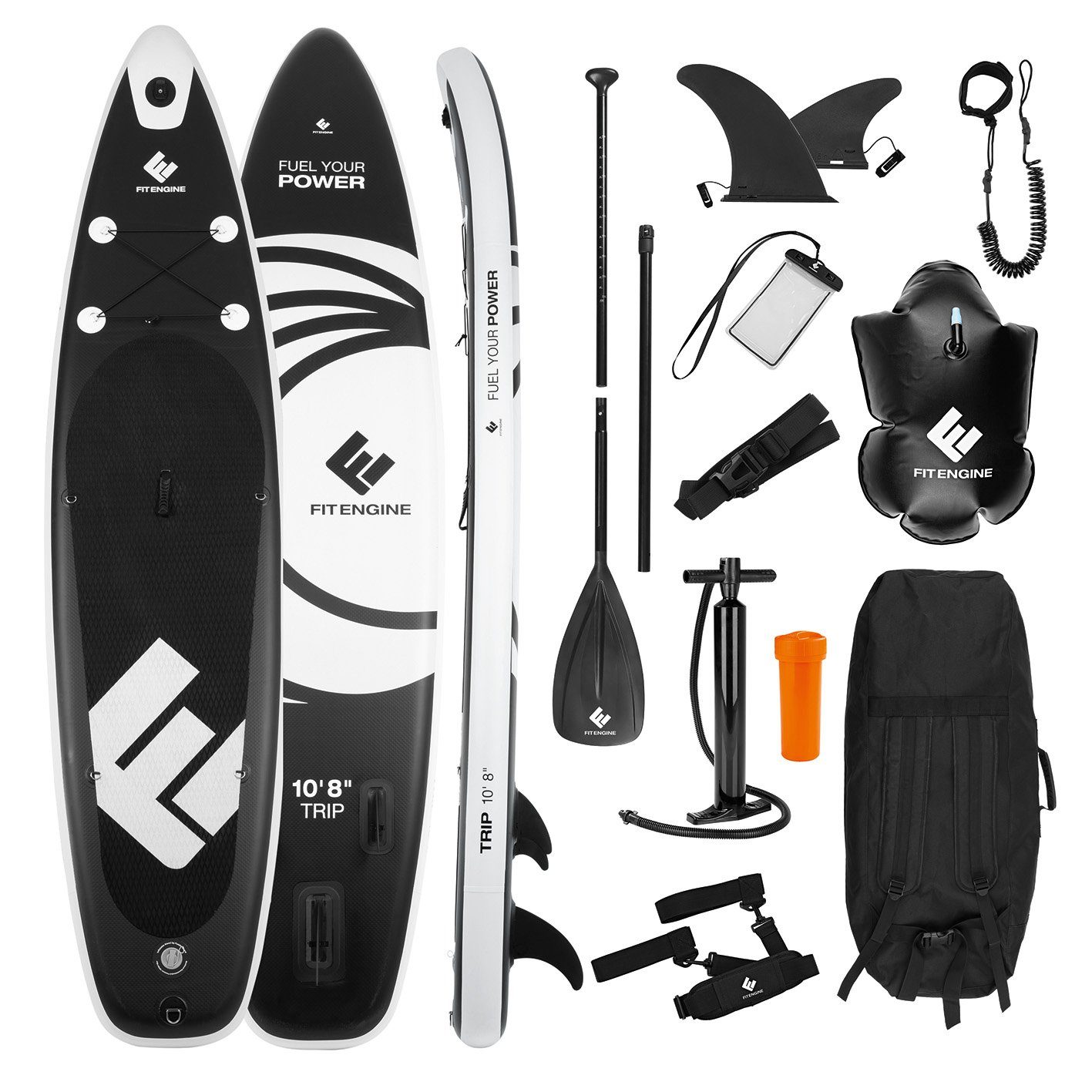 FitEngine Inflatable SUP-Board XXXL Stand Up Paddle Board inkl. Zubehör, Groß Stabil 325cm 140kg Board aufblasbar Paddel