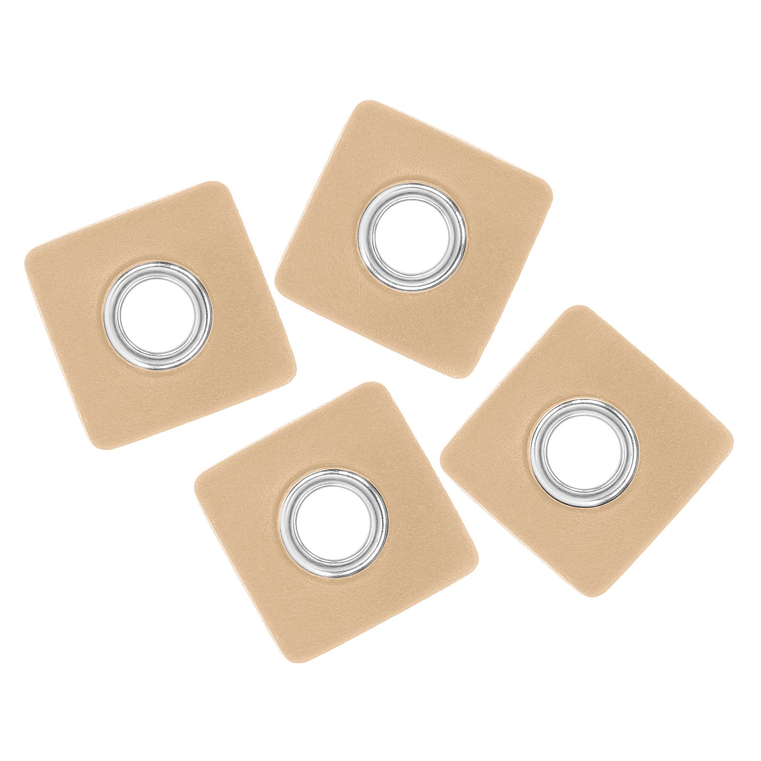 Kunstlederpatches mit Ösen, beige, 4 Stück