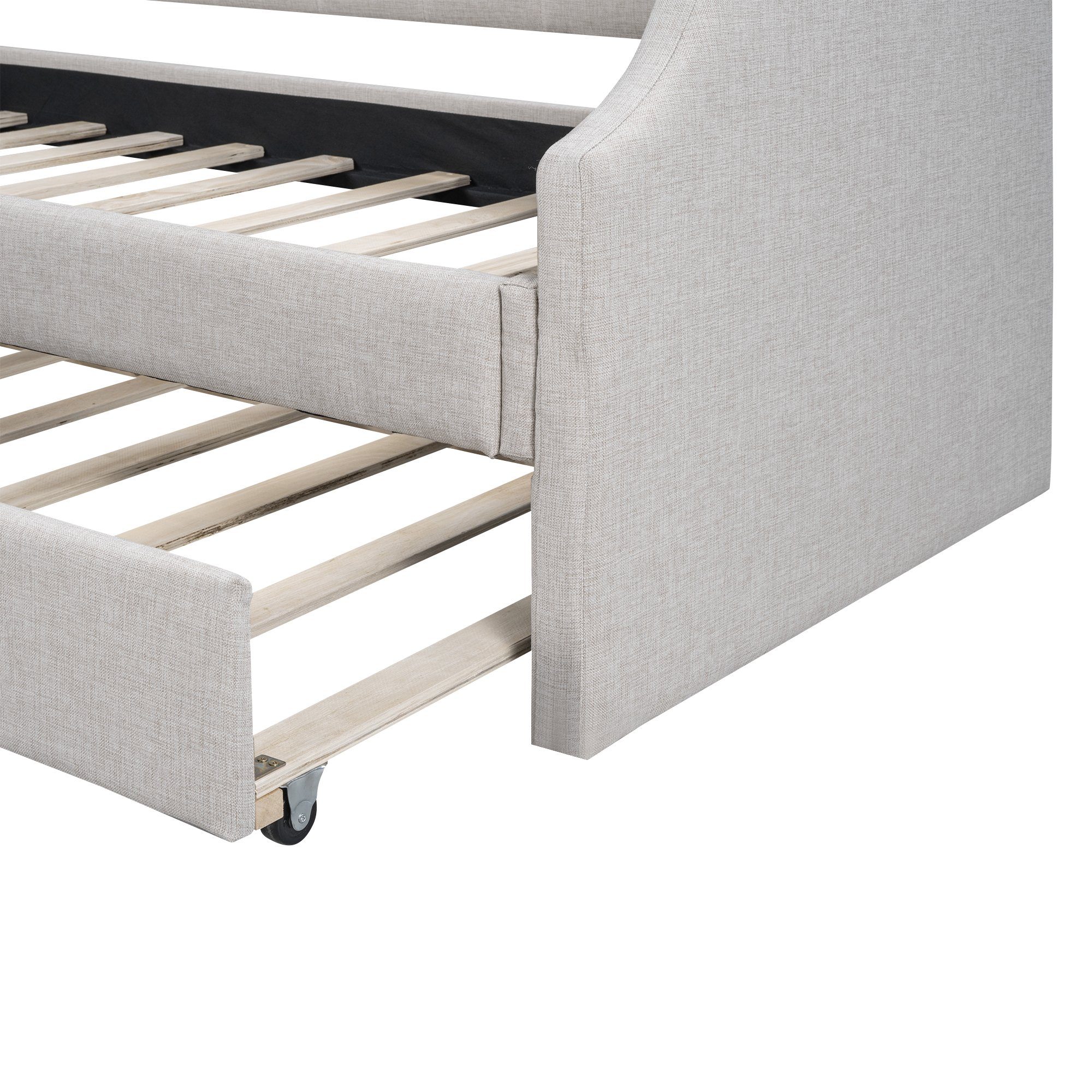 WISHDOR Einzelbett Schlafsofa, Gästebett, Funktionsbetten, ausziehhare Liegeffäche (Gepolstertes Single Daybed mit Rollbett, 90 x 200(190) cm), Ohne Matratze