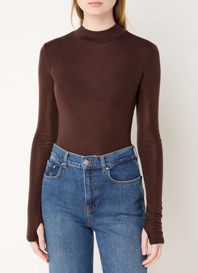 Camicia a maniche lunghe Claudie Pierlot in lana pregiata con collo alto