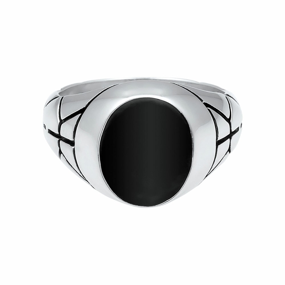 KUZZOI KUZZOI Bague Basic Herren Siegelring Oval Emaille 925er Silber Bague
