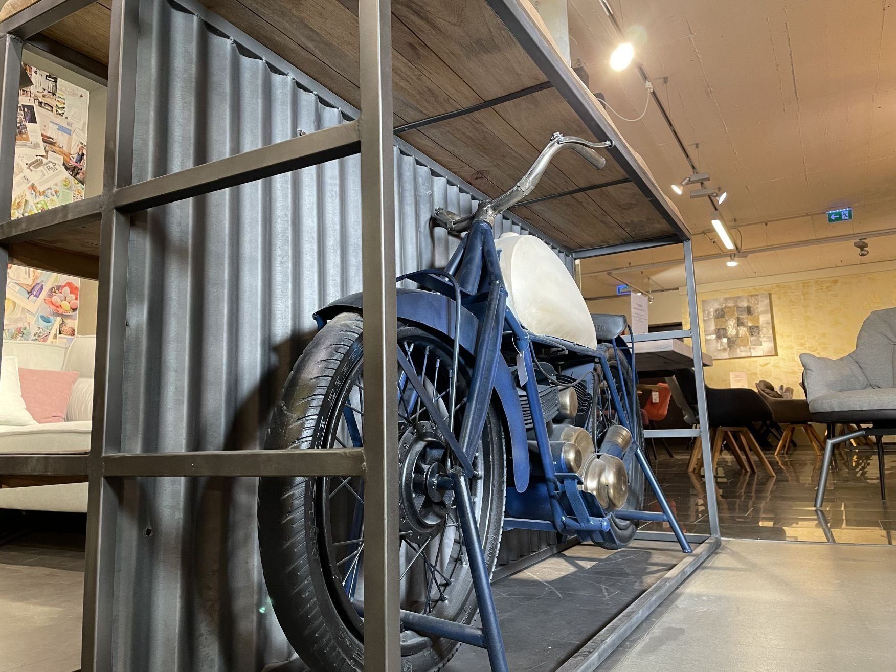 More2Home Barschrank Ladentresen OLD BIKE, Metall/Mangoholz massiv, für Biker-Fans