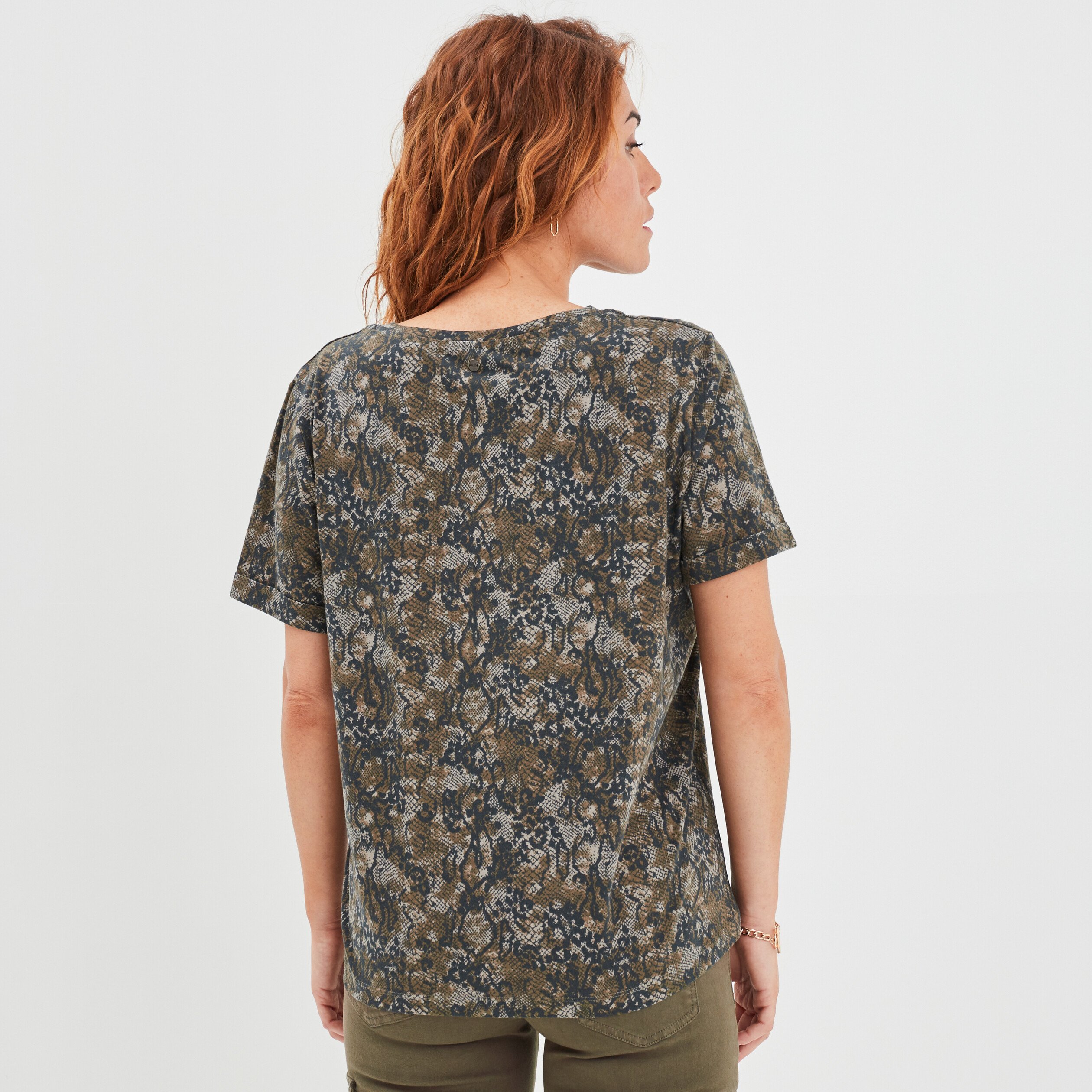 T-shirt oversize dos long Liberto vert kaki femme | La Halle