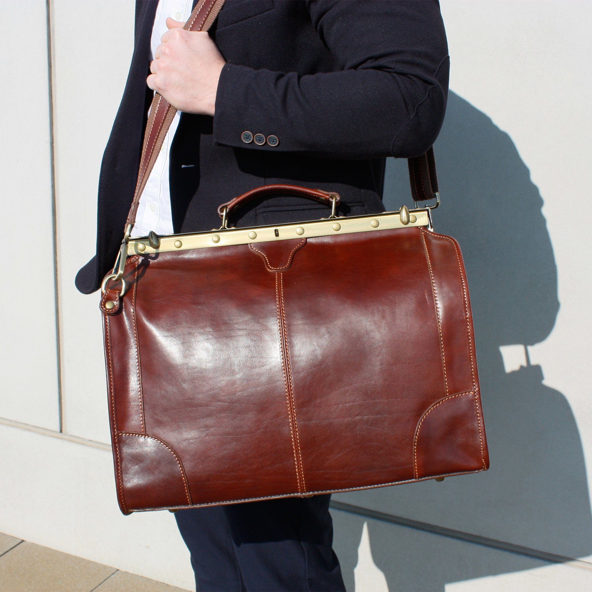 lePelou Weekender PEPE, echt Leder, Made in Italy, Maulbügel