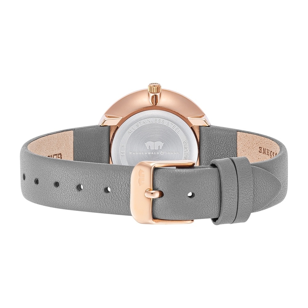 Rhodenwald & Söhne Montre à quartz Pearl en Or rose Cuir véritable en Gris Montre