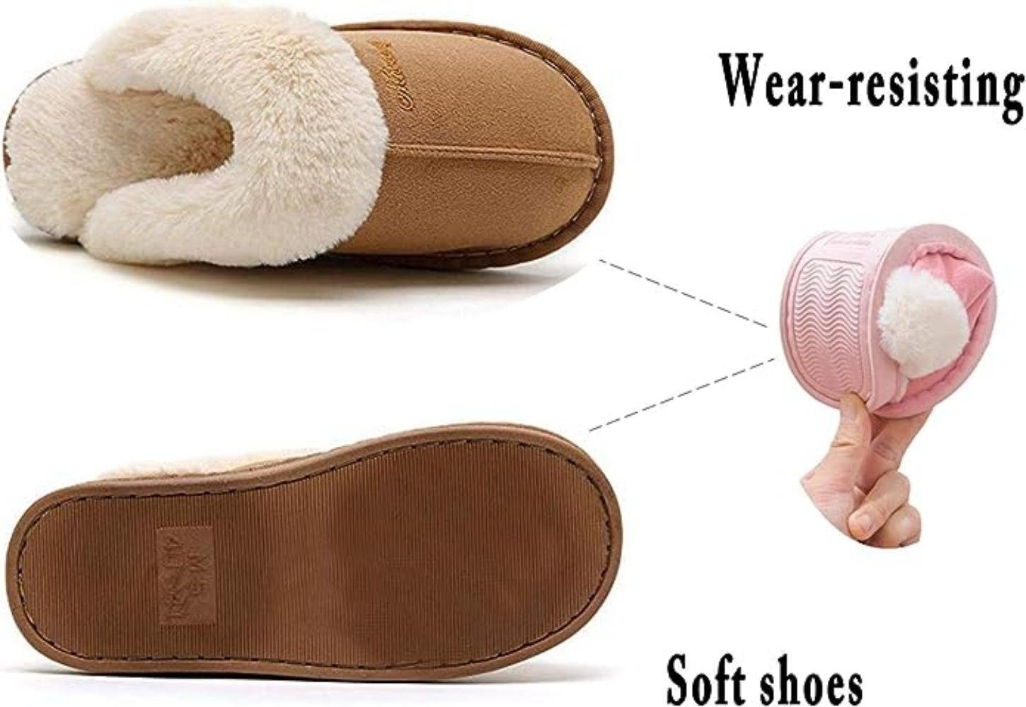 Blusmart Warme Hausschuhe Hausschuh (Anti-Rutsch Hausschuhe, Wärmeschuh, Winter Hausschuhe) Damen&Herren rutschfeste Baumwollschuhe Plüsch Hausschuhe