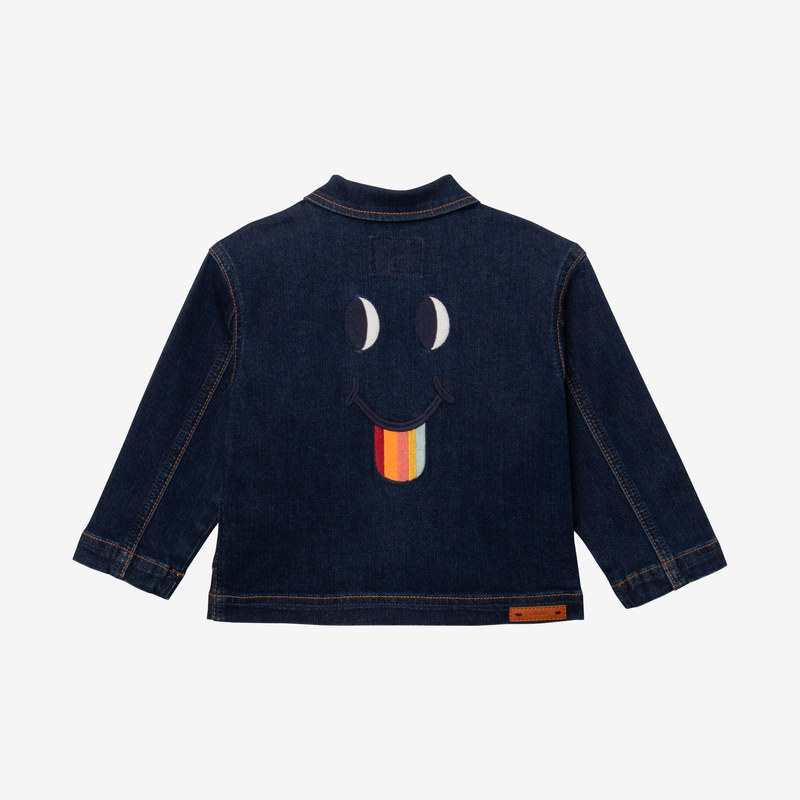 Veste en jean bébé brodée sourire bleu Catimini
